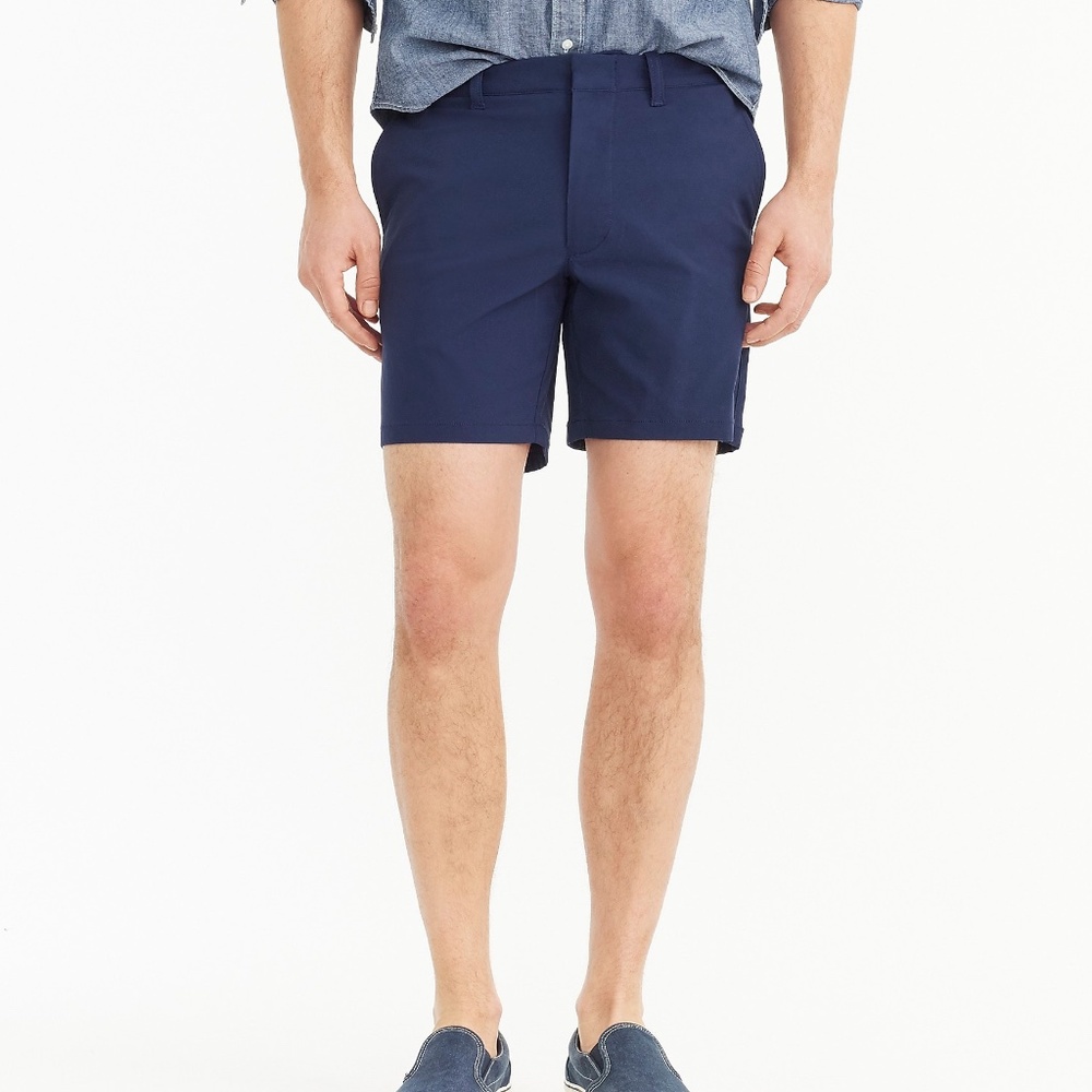 J. Crew 7" Stretch Navy Blue Tech Shorts - 34